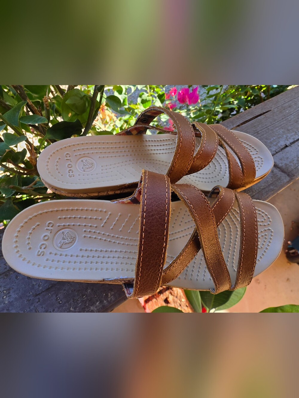Crocs A-Leigh Brown Cork Wedge Comfort Sandals - Women's Size 8 - Picture 5 of 12